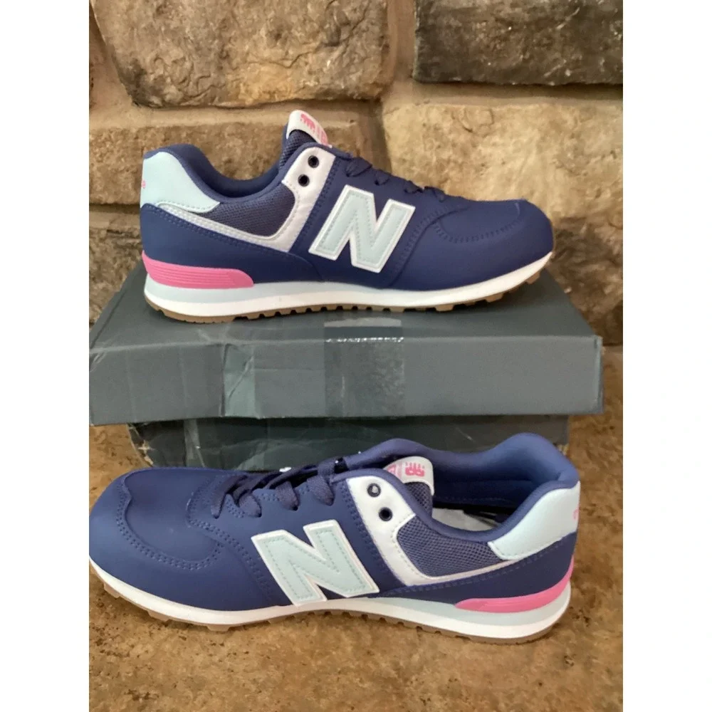 New Balance 574 Kids Blue Pink Sneakers GC574NJ Size US 7 Big Kids